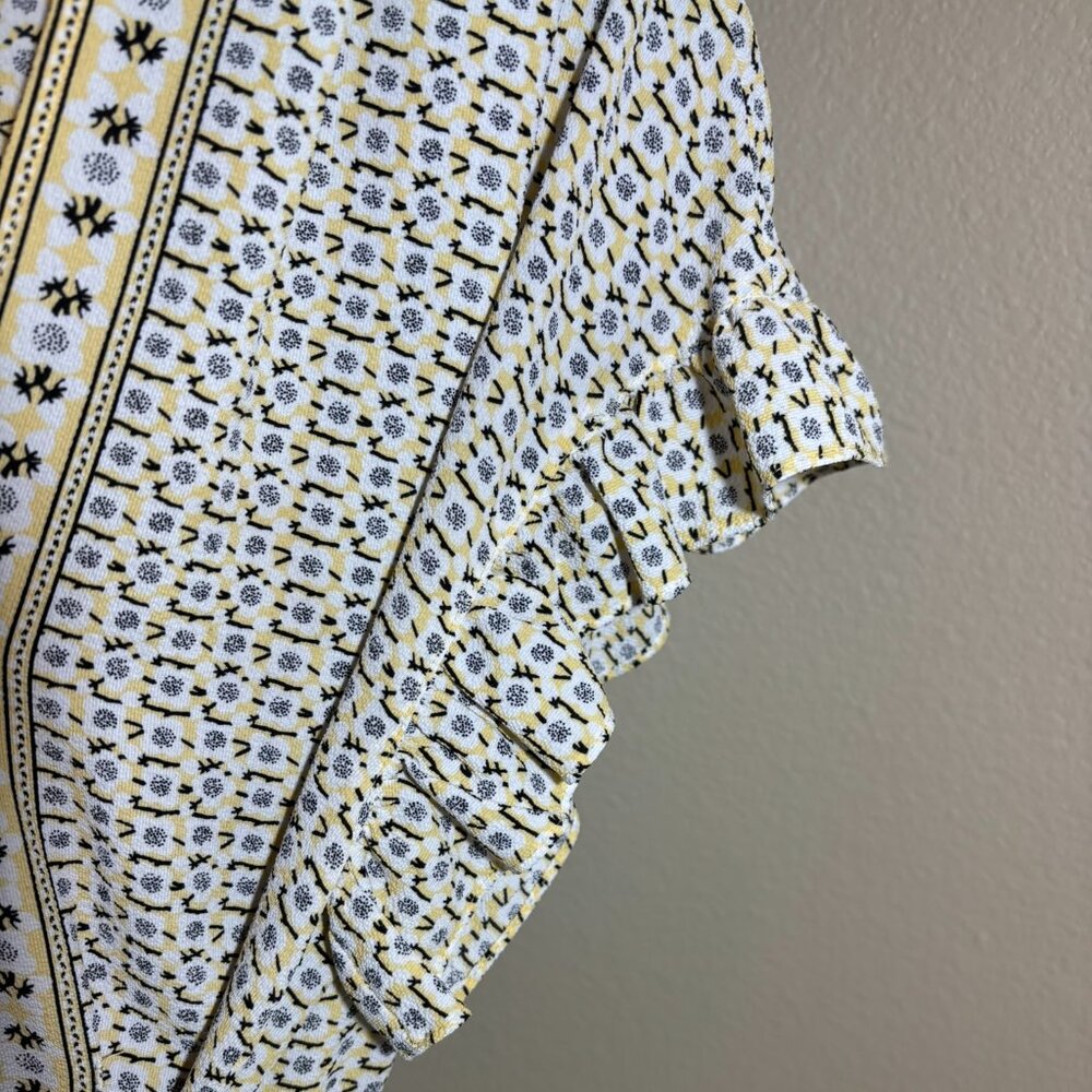 💛MAX Studio Ruffle Sleeve Belted V-Neck Yellow Blouse Size XL - Picture 6 of 11